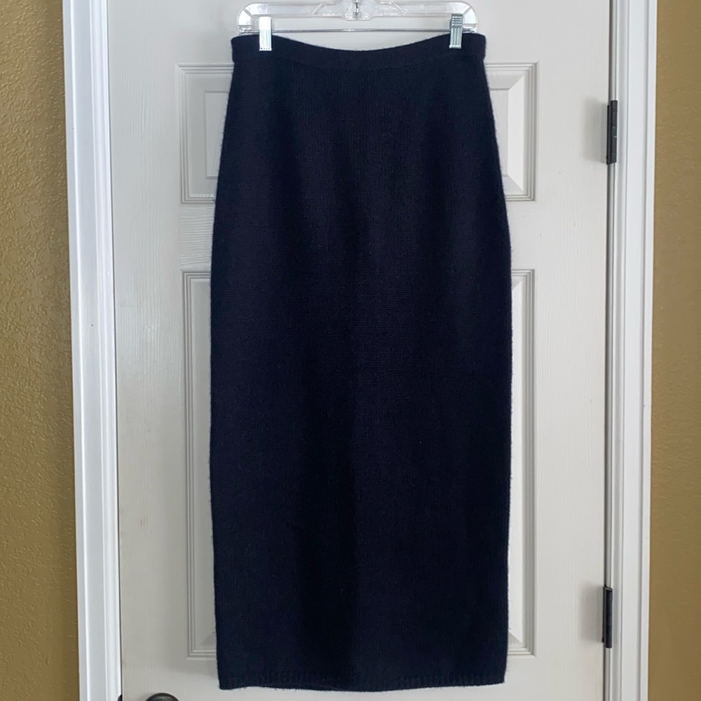 LAUREN Ralph Lauren - Navy Blue Camel Hair / Wool Blend Knit Skirt, M